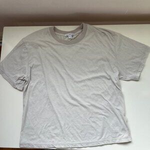 NEW James Perse Cream Tan Soft Crew Neck Short Sleeve Cotton Blend T Shirt